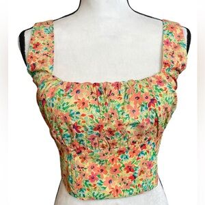 Lovers & Friends NWT Yellow Floral Corset Crop Top small